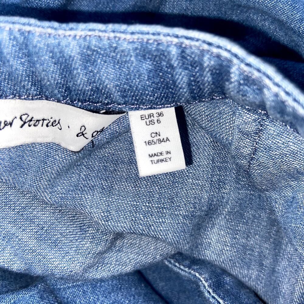 & Other Stories Denim Chambray Dress Women's Size 6 Prairie Cottagecore ! - Picture 7 of 8